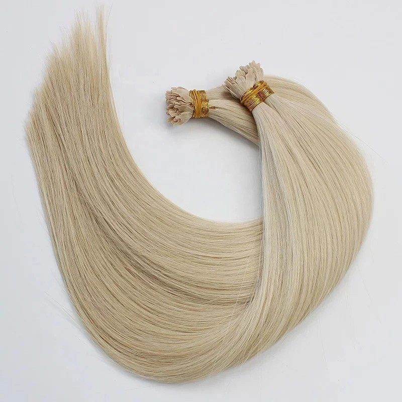 Keratin y tip hair extensions platinum color full cuticle HJ 024